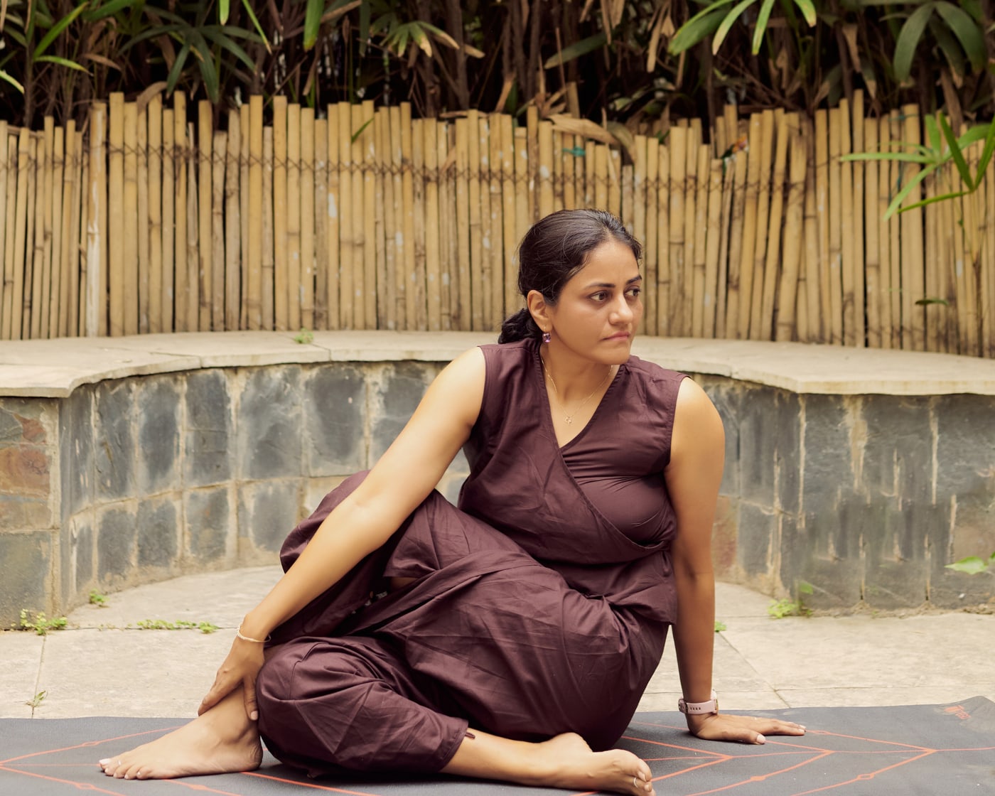 Shuchita seated in a garden